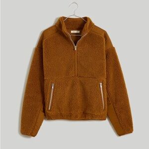 NWOT Madewell Faux Sherling Half Zip Pullover